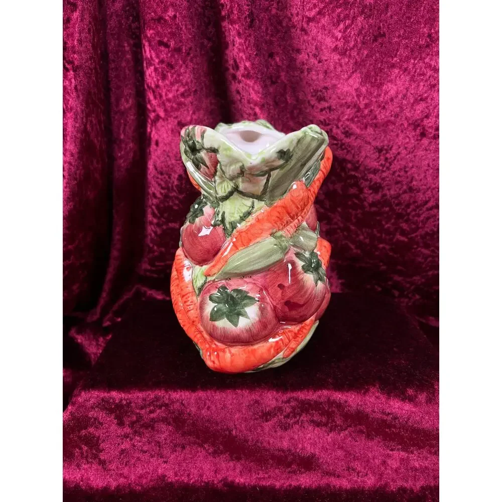 Vintage Ceramic Pitcher - Hand Painted 3D Vegetable Relief - World Bazaar Inc
